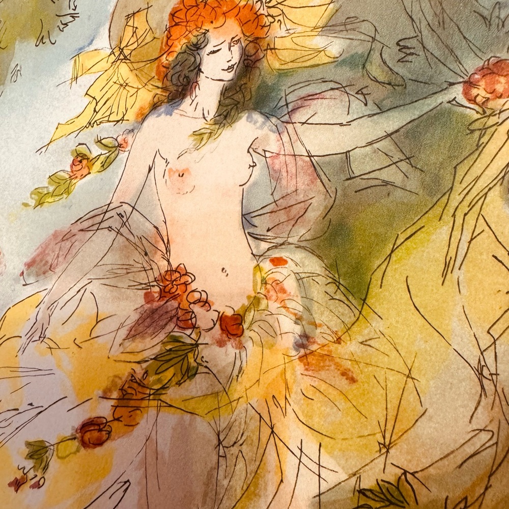 VTG original lithograph “Nymph and Young Satyr” Amandine Doré Elegant numbered - Picture 7 of 7